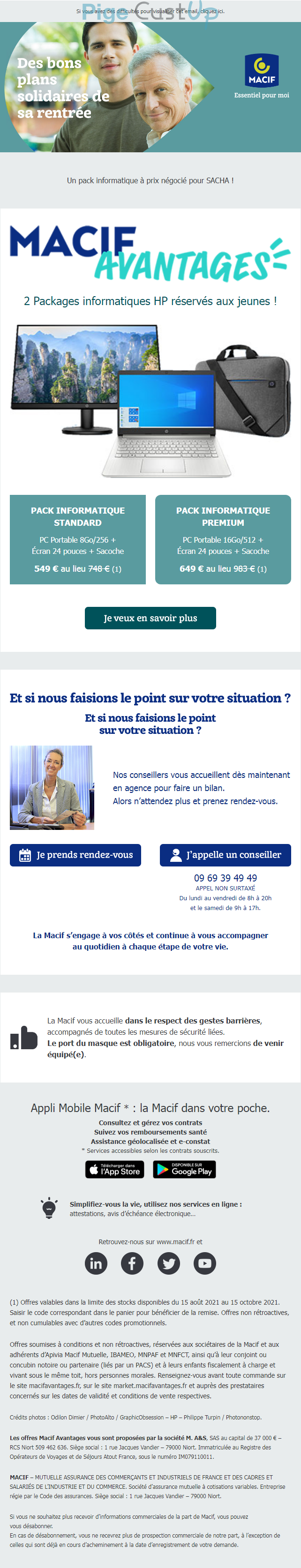 Exemple de Type de media  e-mailing - Macif - Marketing fidélisation - Incitation au réachat