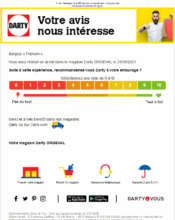 e-mailing - Enquêtes Clients - NPS / Avis clients - Darty - 02/2022