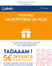 e-mailing - Marketing relationnel - Anniversaire / Fête contact - Cultura - 08/2021