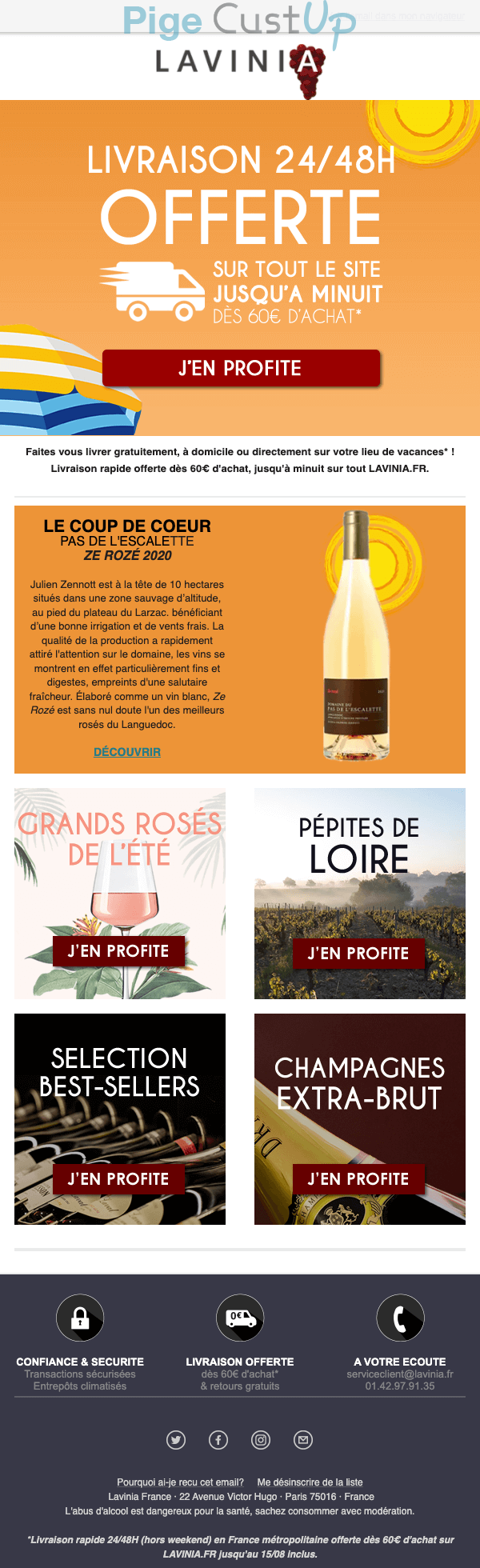 Exemple de Type de media  e-mailing - Lavinia - Marketing marque - Communication Produits - Nouveaux produits