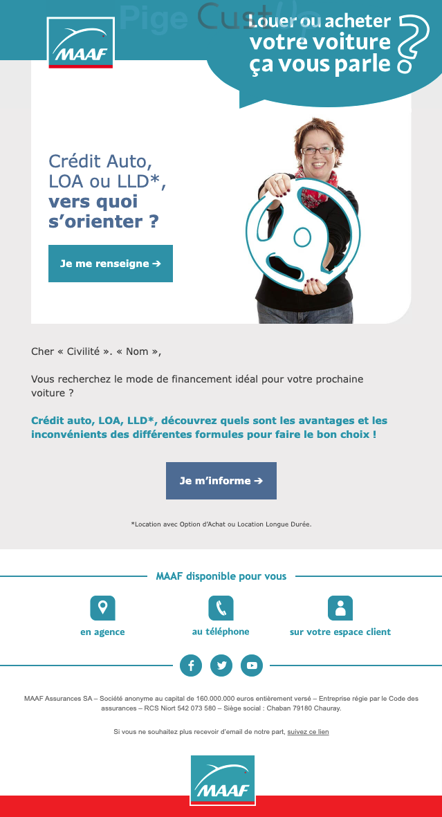 Exemple de Type de media  e-mailing - Maaf - Marketing relationnel - Newsletter