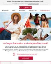 e-mailing - Marketing marque - Communication Produits - Nouveaux produits - Marketing fidélisation - Incitation au réachat - Clarins - 08/2021