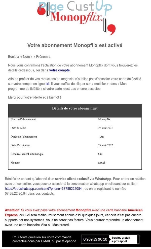 Exemple de Type de media  e-mailing - Monoprix - Transactionnels - Confirmation abonnement