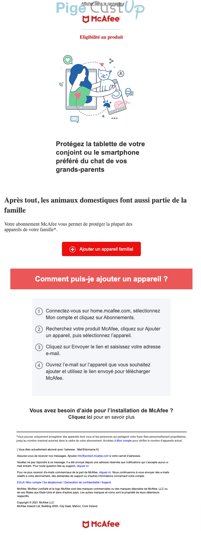 Exemple de Type de media  e-mailing - Mcafee - Marketing Acquisition - Acquisition abonnements