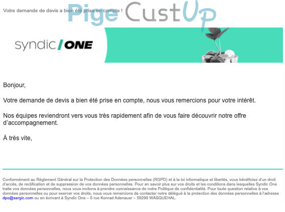 Exemple de Type de media  e-mailing - Sergic - Collecte de données - Acquisition de leads - Service Clients - Suivi de demande