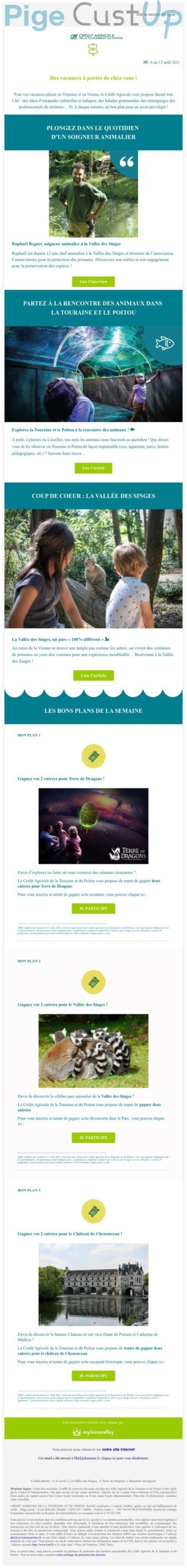 Exemple de Type de media  e-mailing - Crédit Agricole - Marketing Acquisition - Jeu promo - Marketing relationnel - Newsletter