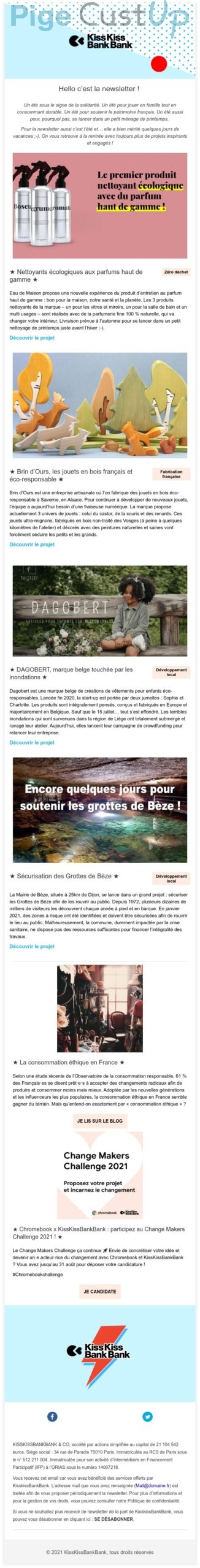 Exemple de Type de media  e-mailing - Kiss Kiss Bank Bank - Marketing relationnel - Newsletter