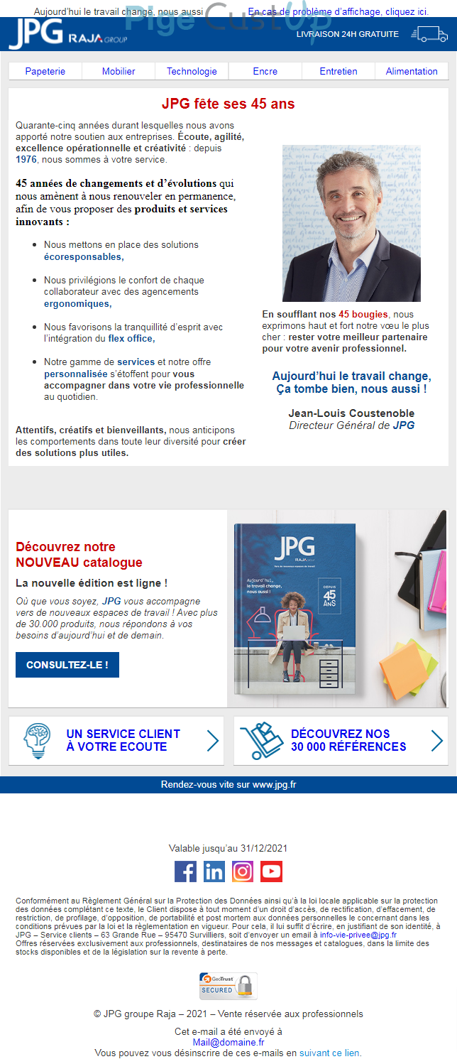 Exemple de Type de media  e-mailing - STAPLES JPG - Marketing Acquisition - Anniversaire marque