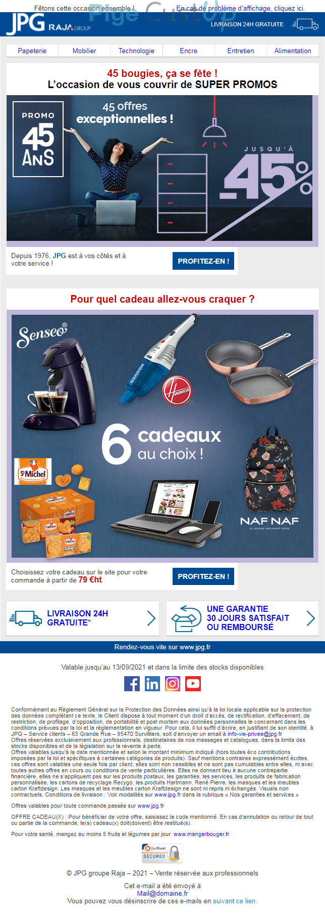 Exemple de Type de media  e-mailing - STAPLES JPG - Marketing Acquisition - Anniversaire marque