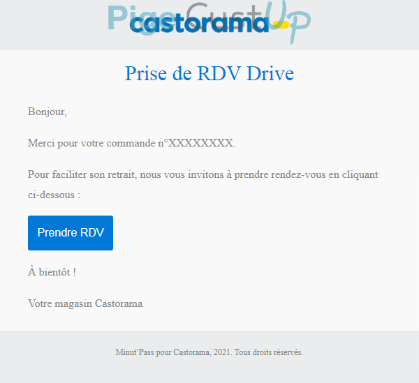 Exemple de Type de media  e-mailing - Castorama - Transactionnels - Commande Drive