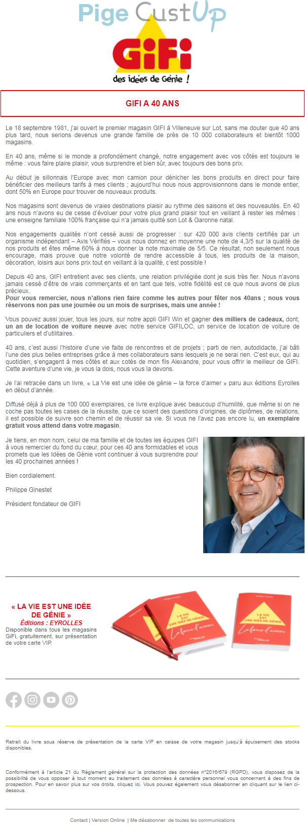 Exemple de Type de media  e-mailing - Gifi - Marketing Acquisition - Anniversaire marque