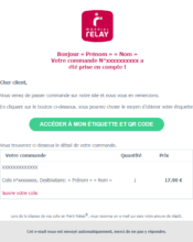 e-mailing - Transactionnels - Confirmation de commande - Mondial Relay - 09/2021