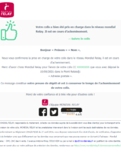 e-mailing - Transactionnels - Suivi de commande Expédition / Livraison - Mondial Relay - 09/2021