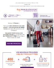 e-mailing - Marketing fidélisation - Animation / Vie du Programme de Fidélité - My Paris Aeroport - 09/2021
