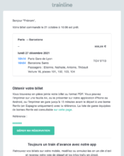 e-mailing - Transactionnels - Confirmation de commande - Mise à disposition facture - Trainline - 10/2021