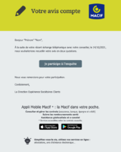 e-mailing - Enquêtes Clients - NPS / Avis clients - Macif - 10/2021