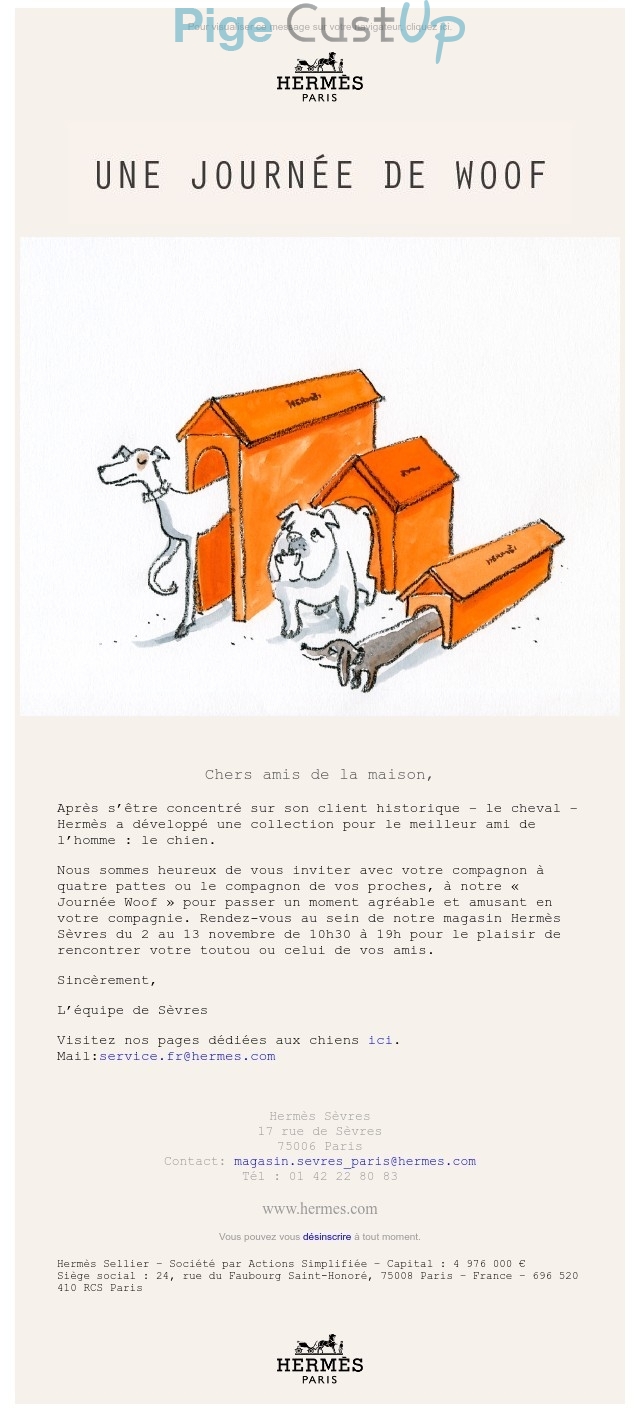 Exemple de Type de media  e-mailing - Hermès - Marketing relationnel - Evénement