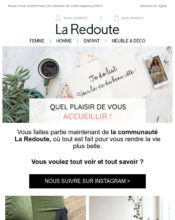 e-mailing - Marketing relationnel - Bienvenue - Welcome - La Redoute - 10/2021