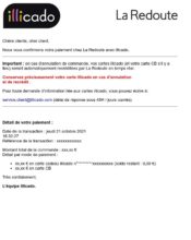 e-mailing - Transactionnels - Confirmation de paiement - La Redoute - 10/2021