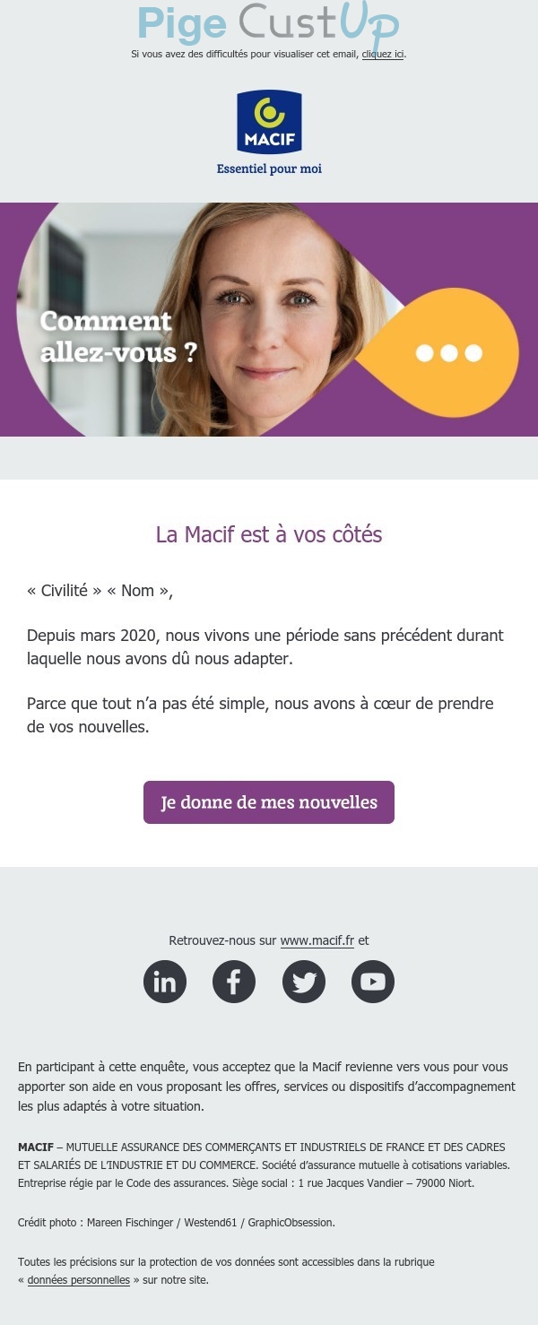 Exemple de Type de media  e-mailing - Macif - Marketing marque - Institutionnel