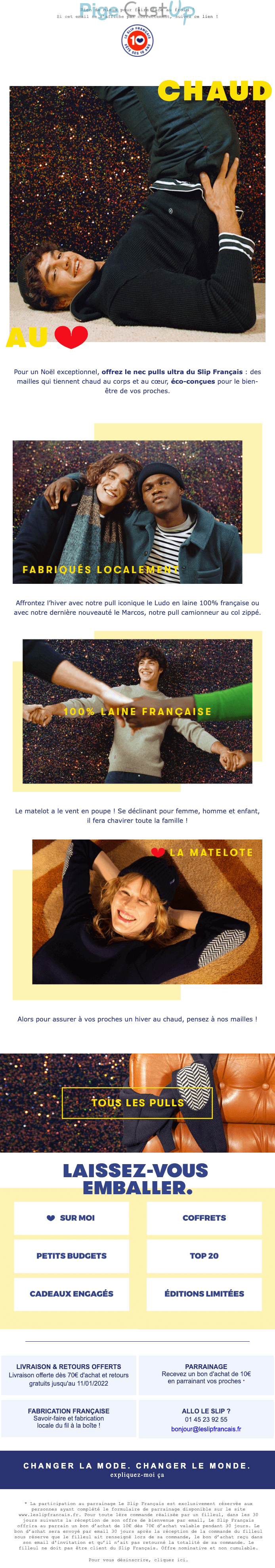 Exemple de Type de media  e-mailing - Le slip français - Marketing relationnel - Newsletter