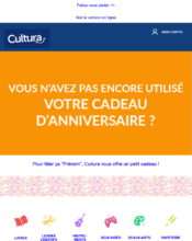 e-mailing - Marketing relationnel - Anniversaire / Fête contact - Cultura - 11/2021