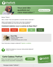 e-mailing - Enquêtes Clients - NPS / Avis clients - Lafourchette - 11/2021