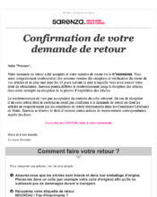 - Transactionnels - Retours - Service Clients - Suivi de demande - Sarenza - 08/2022