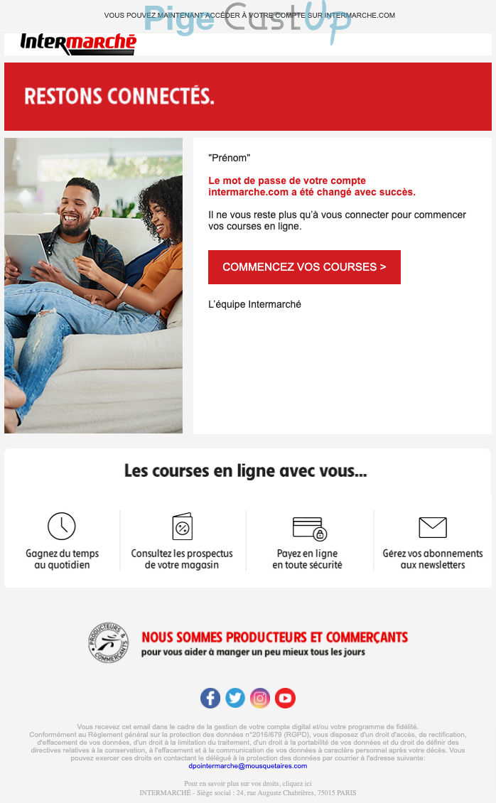Exemple de Type de media  e-mailing - Intermarché - Transactionnels - Changement de mot de passe / d'identifiant