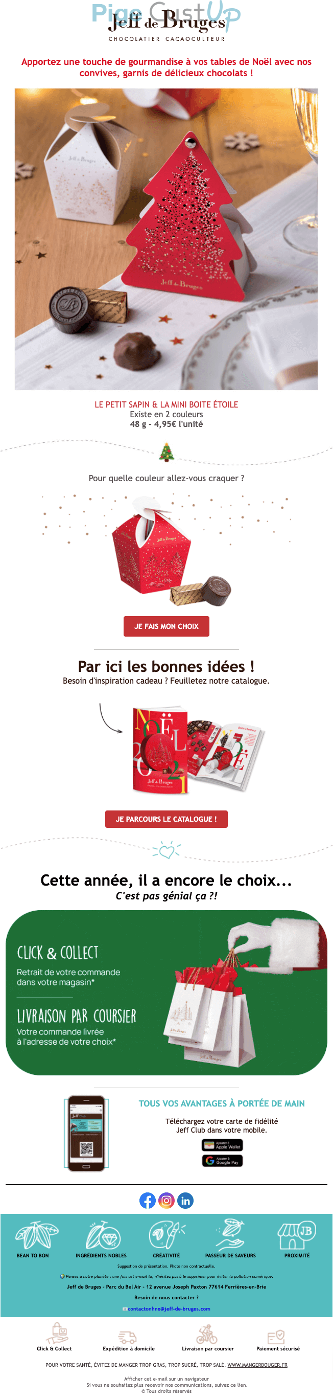Exemple de Type de media  e-mailing - Jeff de Bruges - Marketing marque - Communication Produits - Nouveaux produits - Communication Services - Nouveaux Services - Marketing relationnel - Newsletter