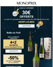 e-mailing - Marketing relationnel - Calendaire (Noël, St valentin, Vœux, …) - Marketing Acquisition - Ventes flash, soldes, demarque, promo, réduction - Monoprix - 12/2021