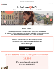  - Marketing fidélisation - Renouvellement abonnement - La Redoute - 11/2022