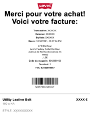 e-mailing - Transactionnels - Confirmation de commande - Mise à disposition facture - Levi's - 12/2021