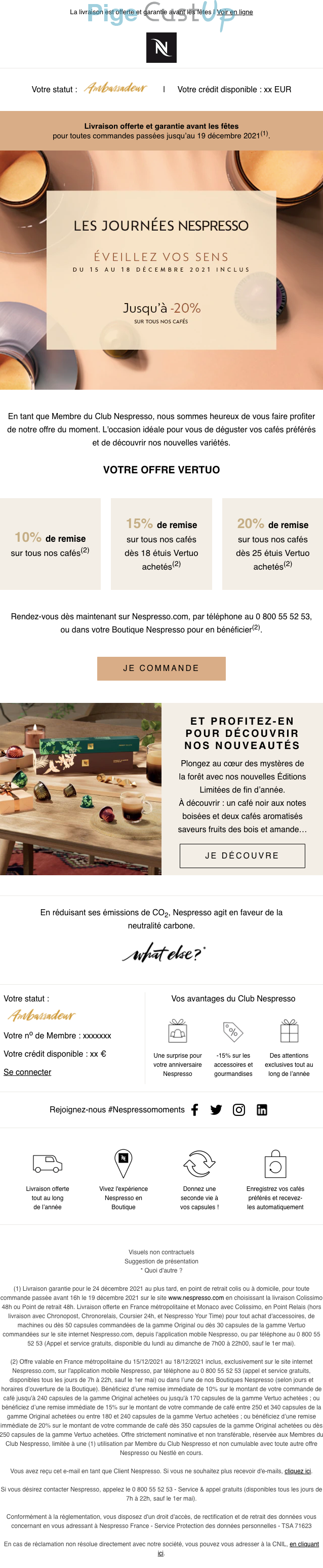 Exemple de Type de media  e-mailing - Nespresso - Marketing Acquisition - Derniers jours