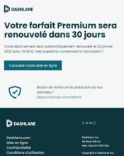 e-mailing - Marketing fidélisation - Renouvellement abonnement - Dashlane - 12/2021