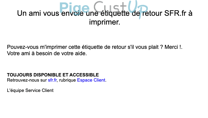 Exemple de Type de media  e-mailing - SFR - Transactionnels - Confirmation résiliation abonnement