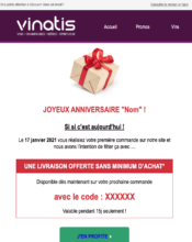 e-mailing - Marketing relationnel - Anniversaire / Fête contact - Vinatis - 01/2022