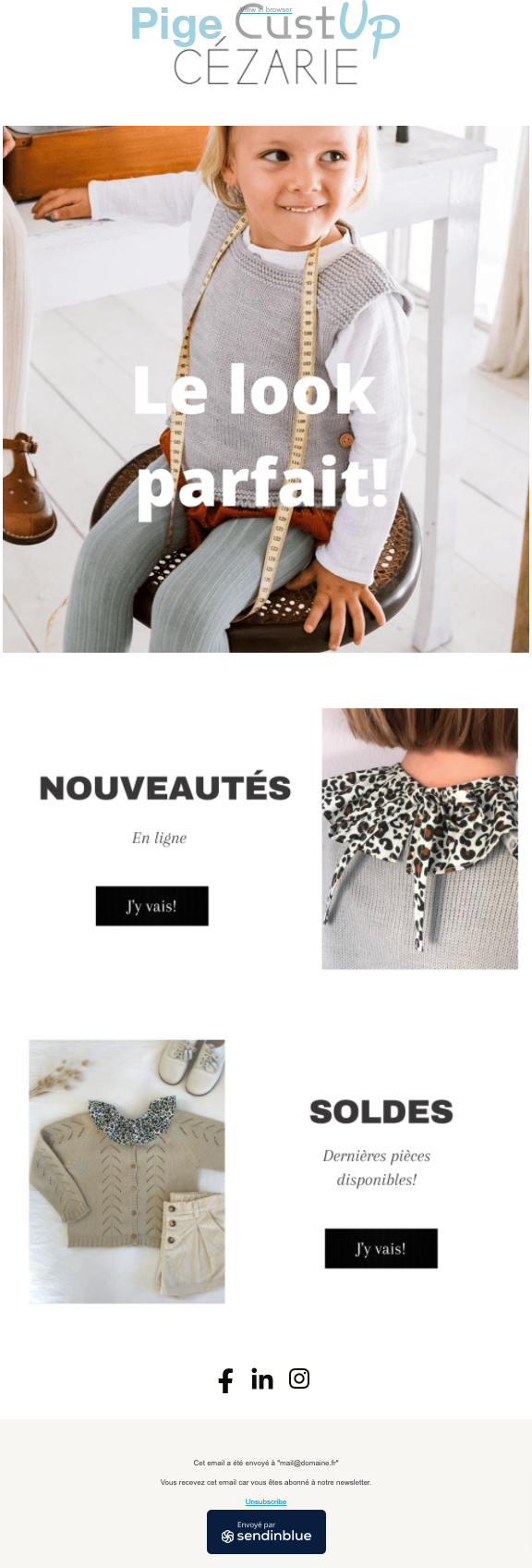 Exemple de Type de media  e-mailing - Cézarie - Marketing Acquisition - Ventes flash, soldes, demarque, promo, réduction - Marketing relationnel - Newsletter