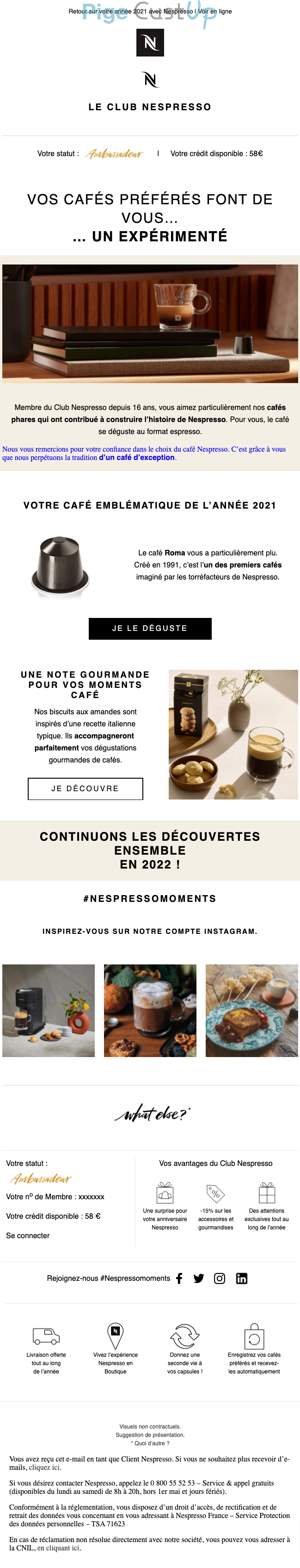 Exemple de Type de media  e-mailing - Nespresso - Marketing relationnel - Newsletter