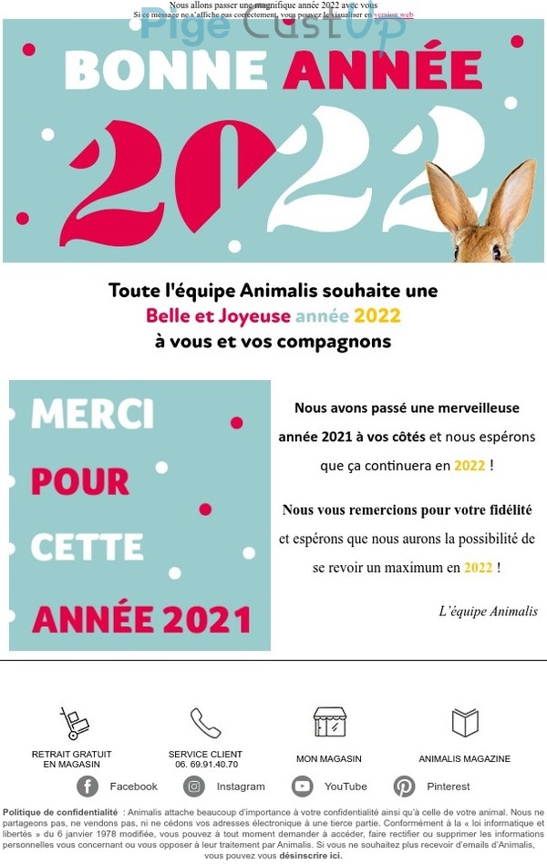 Exemple de Type de media  e-mailing - Animalis - Marketing relationnel - Newsletter - Remerciements