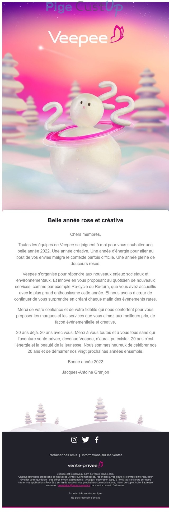 Exemple de Type de media  e-mailing - Veepee - Marketing relationnel - Newsletter