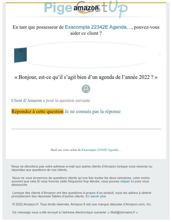 Exemple de Type de media  e-mailing - Amazon - Marketing marque - Appel à contribution