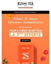 e-mailing - Marketing Acquisition - Gratuit - Cadeau - Ventes flash, soldes, demarque, promo, réduction - Marketing fidélisation - Incitation au réachat - Marketing relationnel - Newsletter - Kusmi Tea - 01/2022