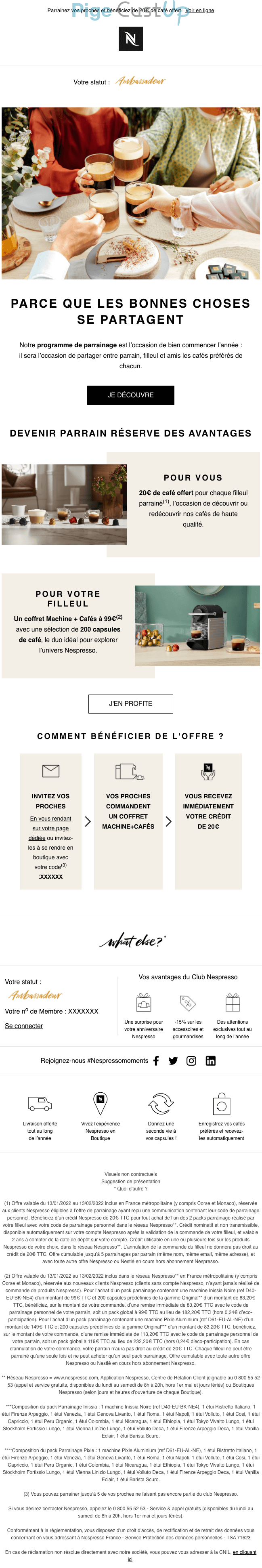 Exemple de Type de media  e-mailing - Nespresso - Marketing Acquisition - Parrainage