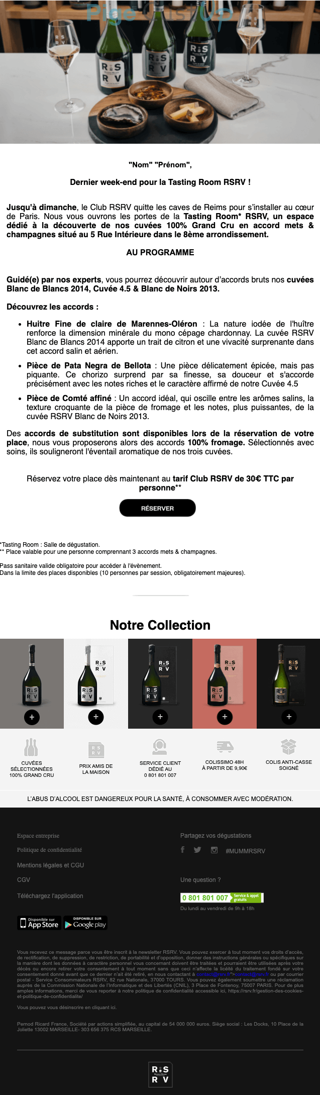 Exemple de Type de media  e-mailing - RSRV - Marketing Acquisition - Derniers jours - Ventes flash, soldes, demarque, promo, réduction