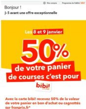 e-mailing - Marketing fidélisation - Animation / Vie du Programme de Fidélité - Marketing Acquisition - Ventes flash, soldes, demarque, promo, réduction - Franprix - 01/2022