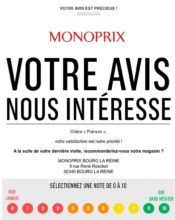 e-mailing - Enquêtes Clients - NPS / Avis clients - Monoprix - 02/2022
