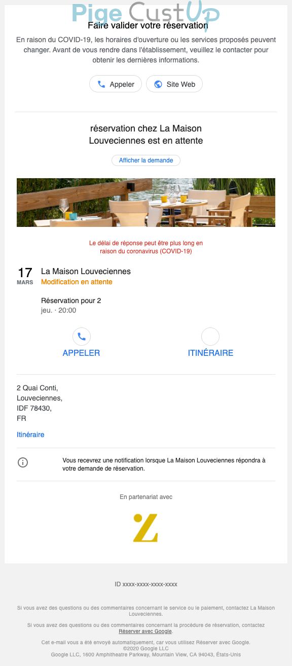 Exemple de Type de media  e-mailing - Google - Transactionnels - Confirmation de commande - Marketing Acquisition - Relance inactifs