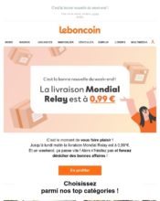 e-mailing - Marketing fidélisation - Incitation au réachat - Marketing Acquisition - Ventes flash, soldes, demarque, promo, réduction - Leboncoin - 03/2022