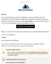 e-mailing - Marketing Acquisition - Acquisition abonnements - Panier abandonné - Transactionnels - Finalisation ouverture de compte/inscription - Mediapart - 03/2022